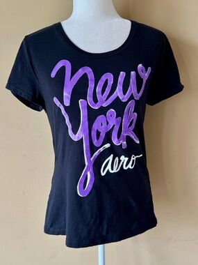Aeropostale XL Black Purple New York Shirt Top Tee